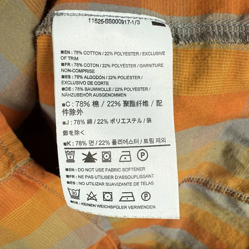 Arcteryx Shirt Mens‎ Small Orange Plaid Peakline Short Sleeve Button Up Outdoor - Picture 7 of 8